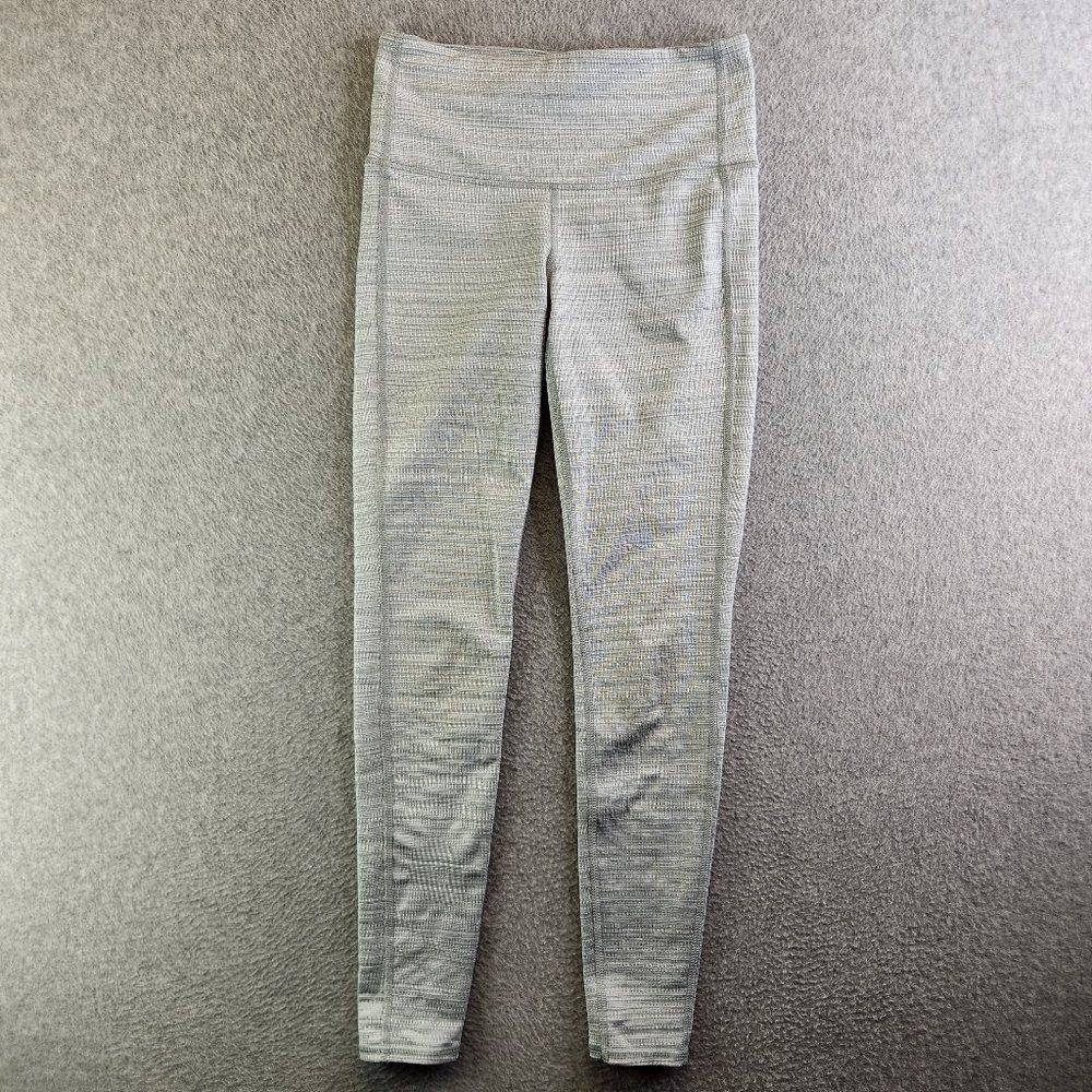 Athleta Leggings Womens XSP Gray Jacquard Chaturanga Cropped Textured Mid Rise